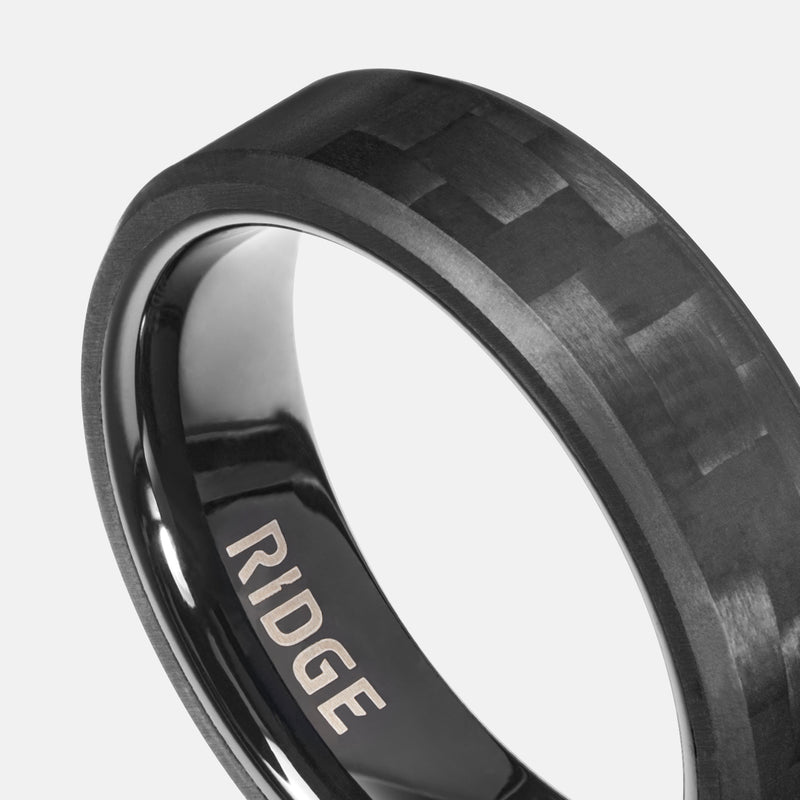 Ridge 6MM Beveled Ring Set - Carbon Fiber 3K
