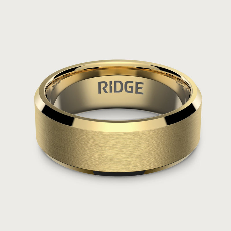 8mm Beveled Ring Set - 24K Gold - Tantalum Carbide