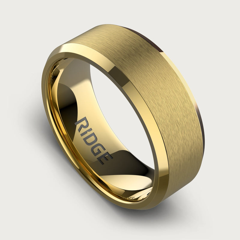 8mm Beveled Ring Set - 24K Gold - Tantalum Carbide