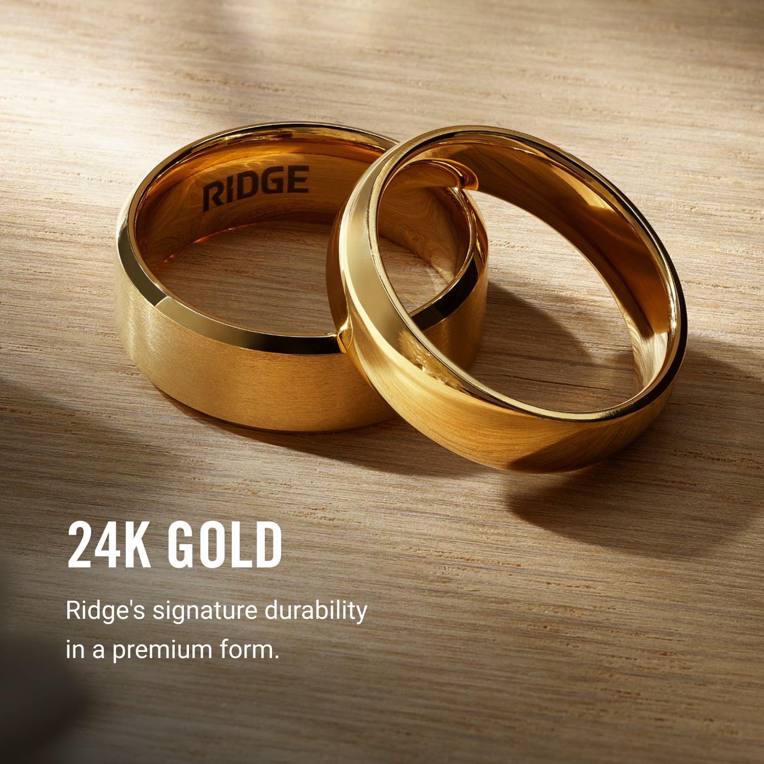 8mm Beveled Ring Set - 24K Gold - Tantalum
