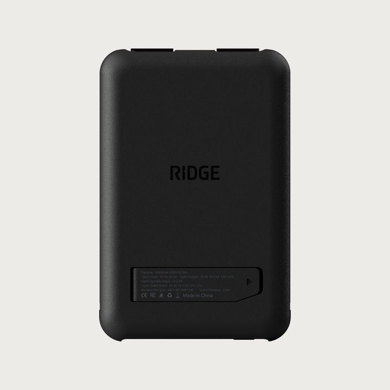 Ridge Power Bank - 10k mAh - Matte Black