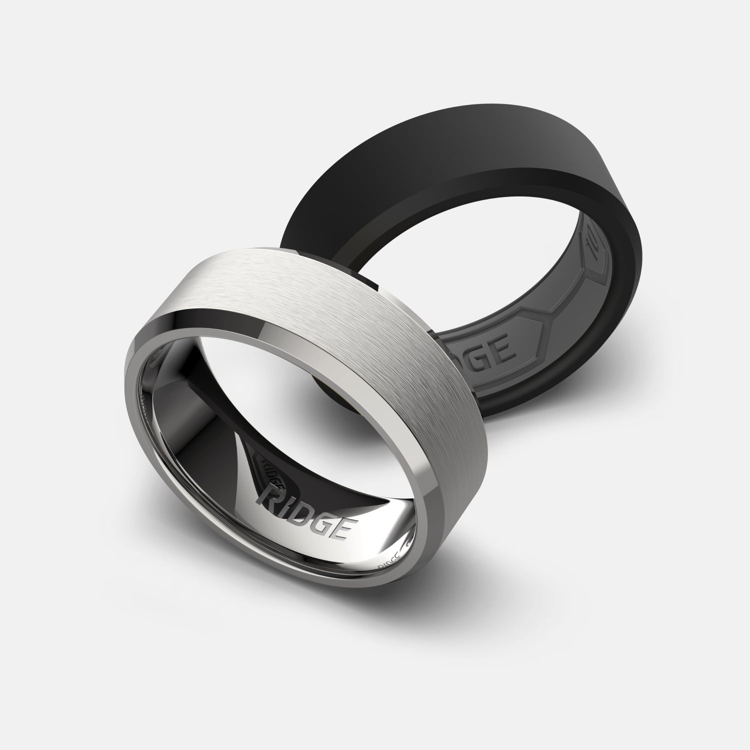 8mm Beveled Ring Set - Platinum - Tantalum
