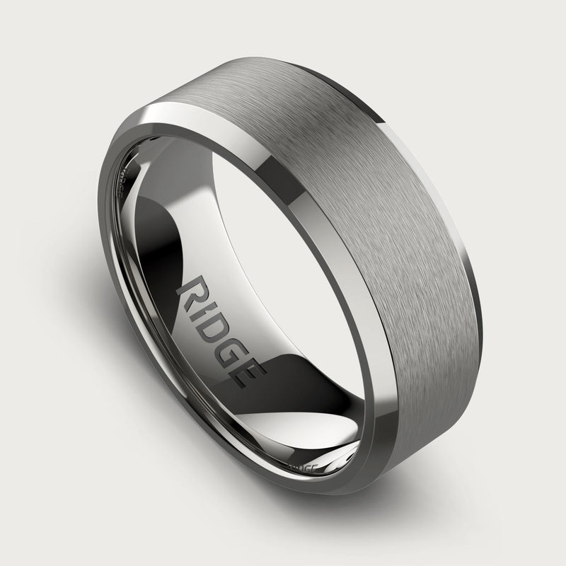 8mm Beveled Ring Set - Platinum - Tantalum Carbide