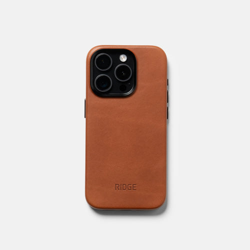 Ridge Phone Case - Tobacco Brown Leather - iPhone 15 Pro