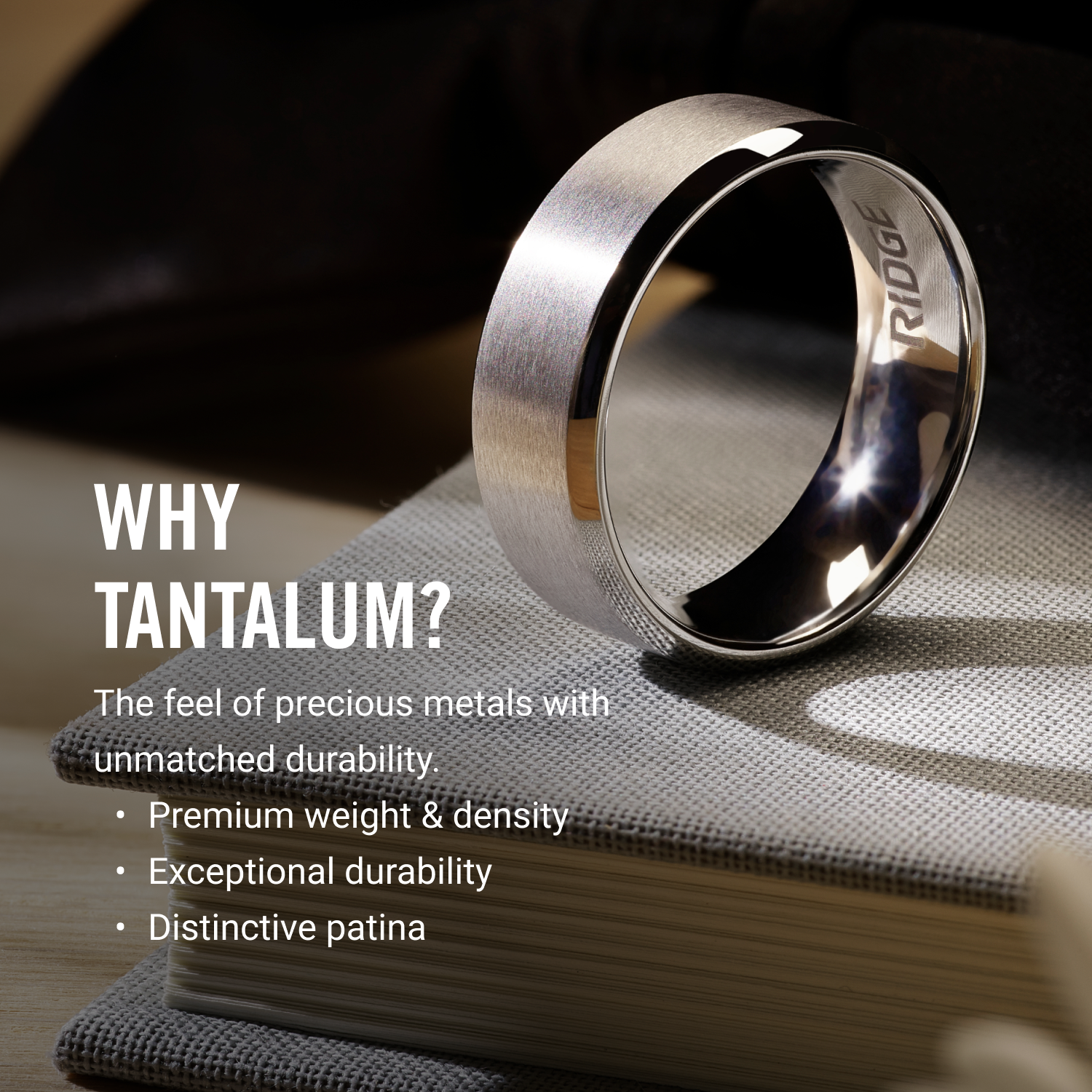 8mm Beveled Ring Set - 24K Gold - Tantalum