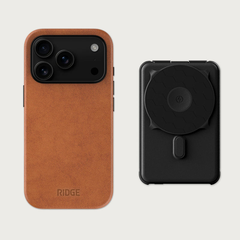 Ridge Everyday Charging Kit - iPhone 18 Pro - Tobacco Brown Leather